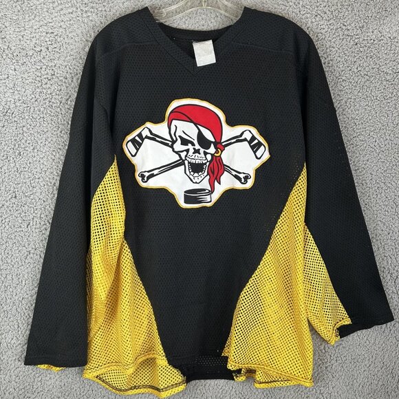 Vintage Portland Pirates Hockey Jersey Size Large Skeleton Graphic ICP OVO